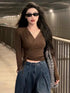Wrap V-neck Long Sleeves Tops